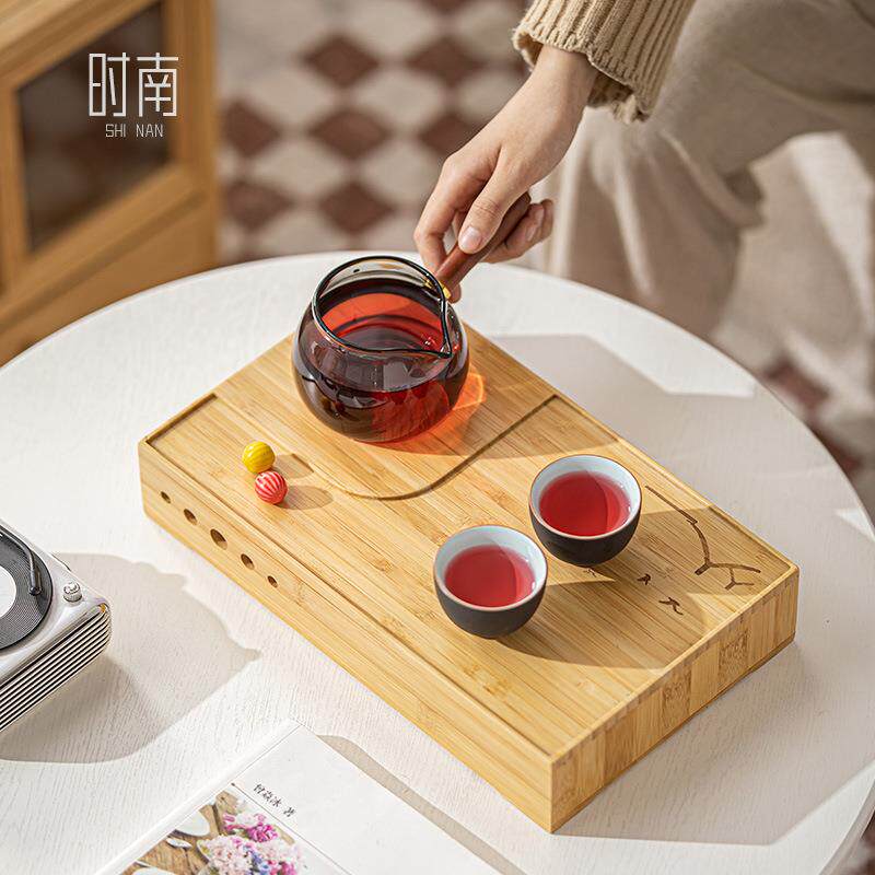 竹制蜡烛温茶炉套装家用温茶器加热保温底座暖茶器茶盘收纳一体