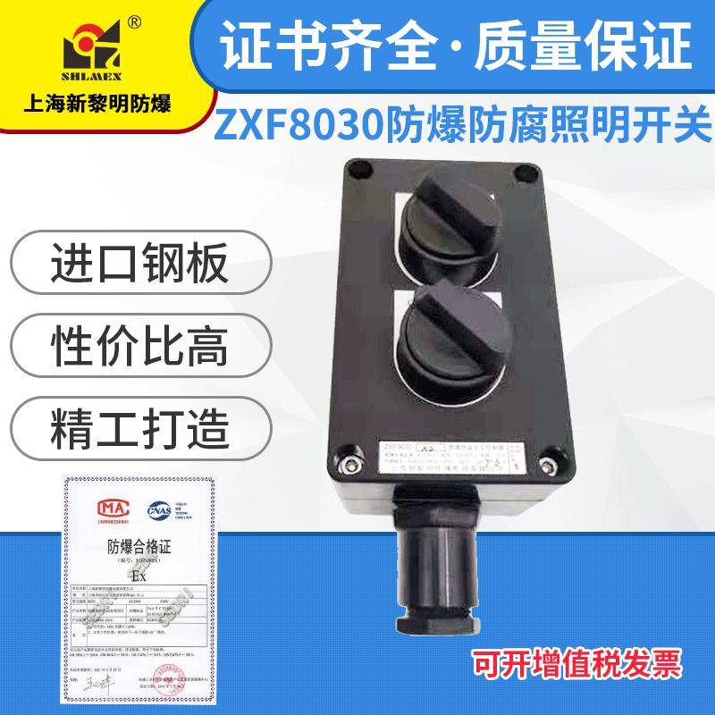 ZXF8030-K2防爆防腐照明开关上海新黎明10A IIC级 双联 双控