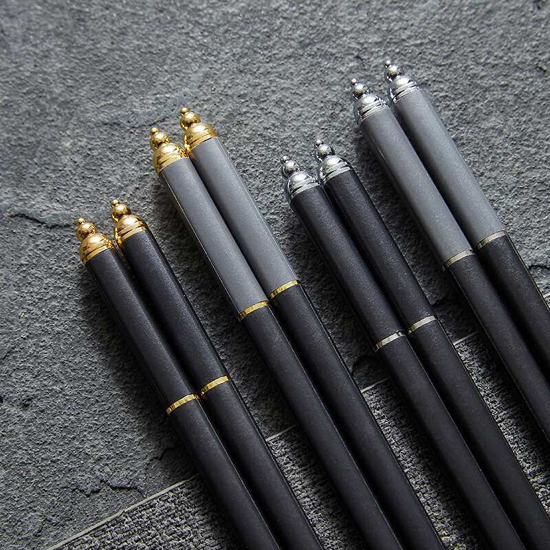 新款家庭高档合金筷子家用10双个人专用防滑防霉耐高温易清洗收纳