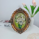 法式 饰画相框卧室客厅摆画家居饰品 复古桌面摆件梵高白玫瑰油画装