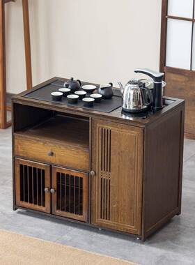 移动桌阳小茶台NSG客厅台家用茶水烧水茶几泡茶一体实柜木茶车边