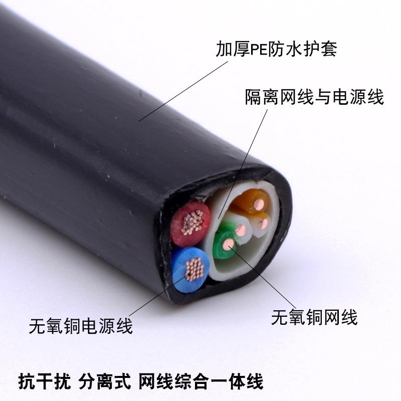 室外监控4芯83芯0网线带无电源一体线QPH氧铜网络监控综合一体线0