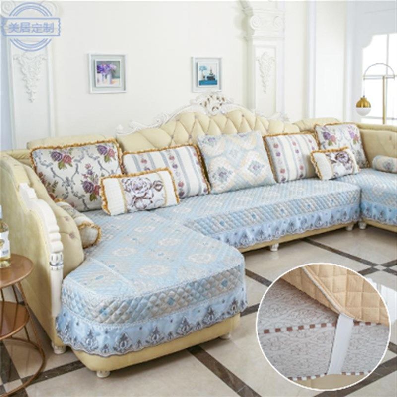 定制欧式沙发垫子全包套罩U型L型F四季通用布艺坐垫套防滑保护罩