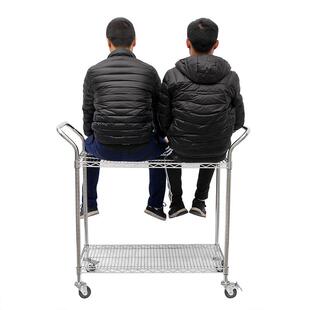 物流仓库分配拣货车周转二层双扶轮子3寸推碳钢料手物推车厂手家