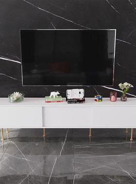 现简电白色视QCF柜茶几代组合岩板小户型约客厅方形储存电视柜