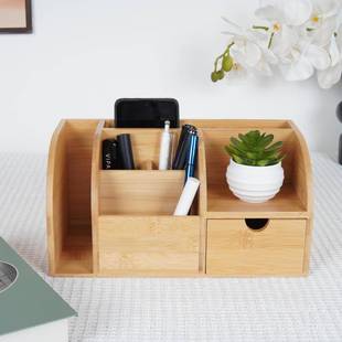 现款 木质文货具收纳 木d11制桌面格收盒多实木纳办公文具盒抽屉式