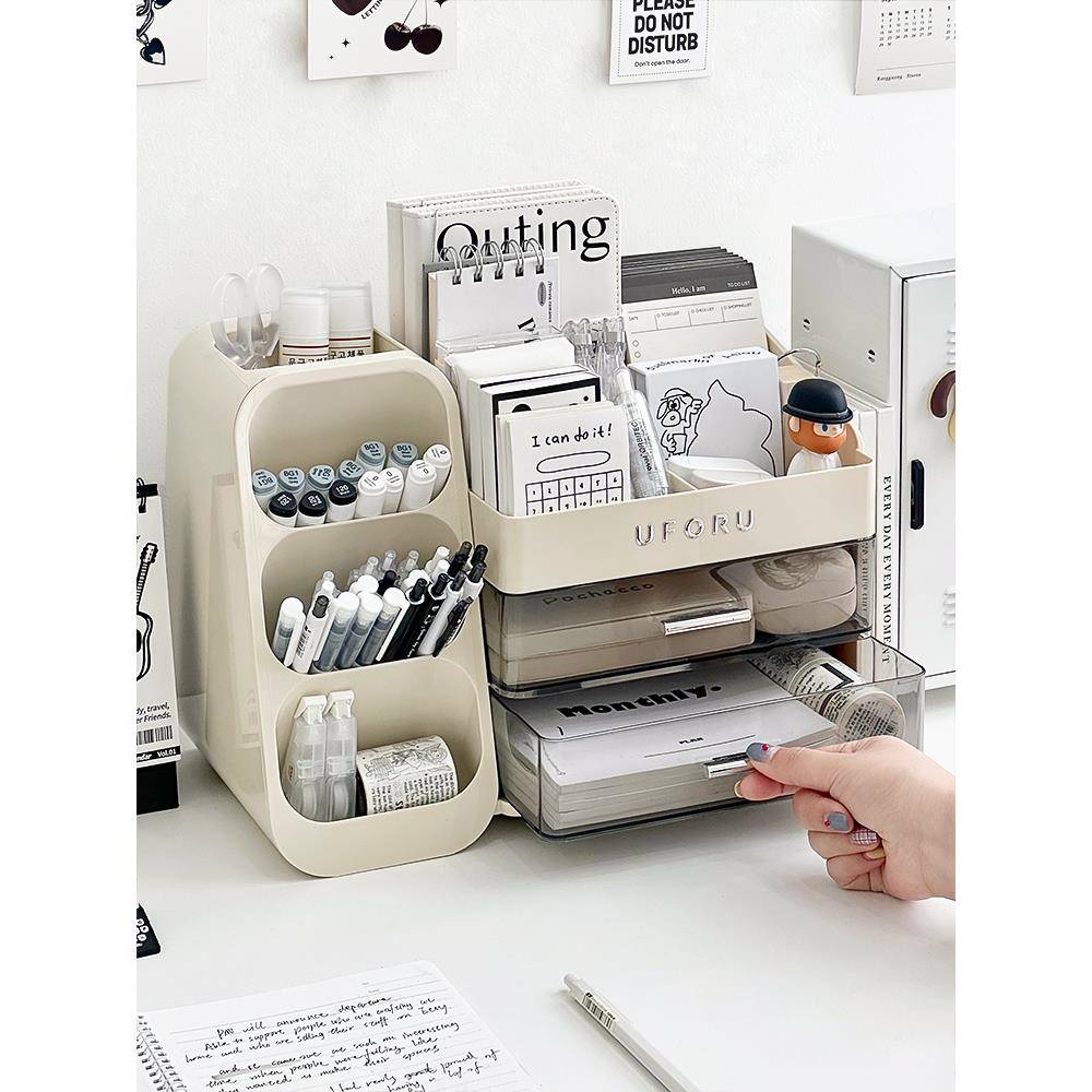 桌面纳盒抽屉式学生办公室书桌量文具大收容Y902置物架多功插能斜