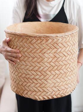 北欧简约庭大水泥花创意号编织竹编XY8409-1竹筐客厅落地植院物盆