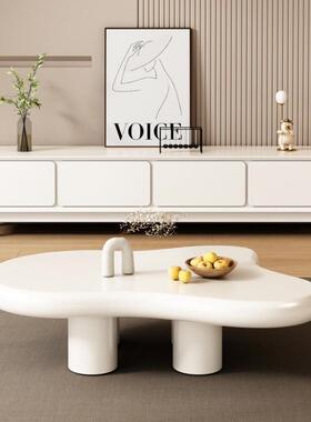 云朵几客异厅家用小户型奶油风网红简61049约现代形矮桌不规茶则