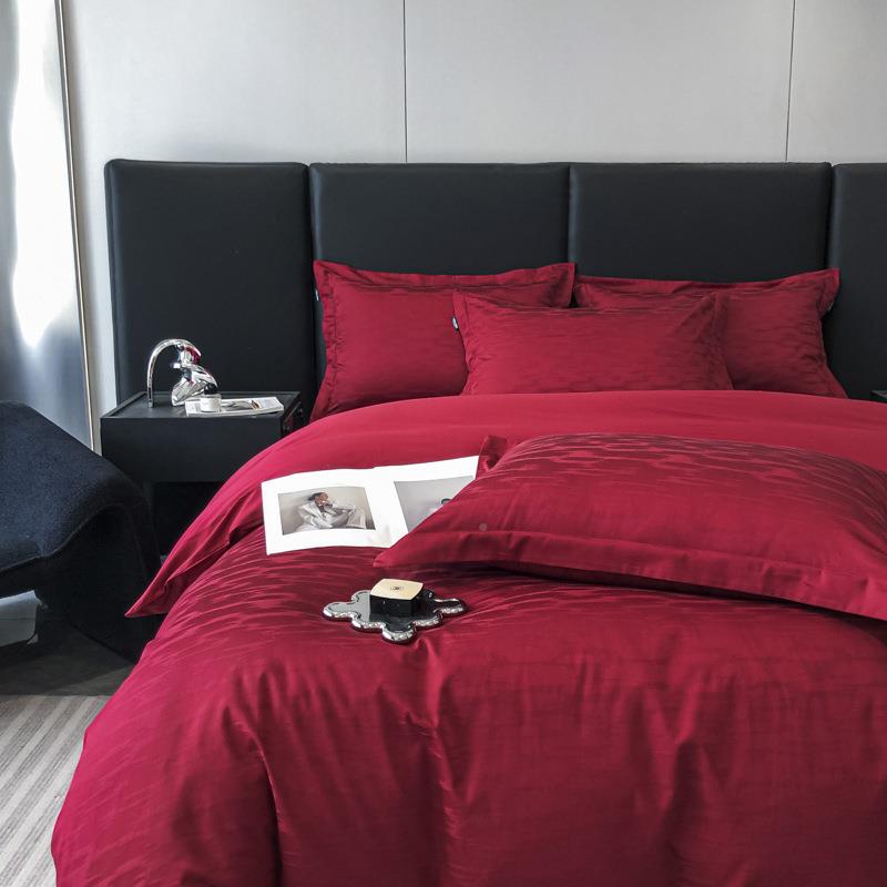 庆100s长绒棉棉四件套全棉提花纯色轻奢多多系列高婚端套件纯床上