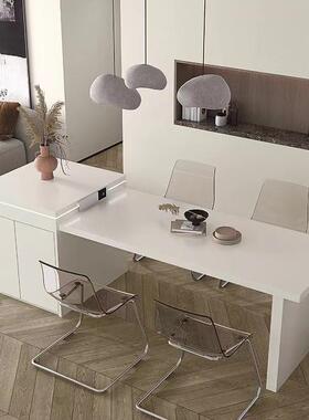 岩台板岛餐桌代一体现简约家用小户型轻伸缩餐桌椅83927奢组合高