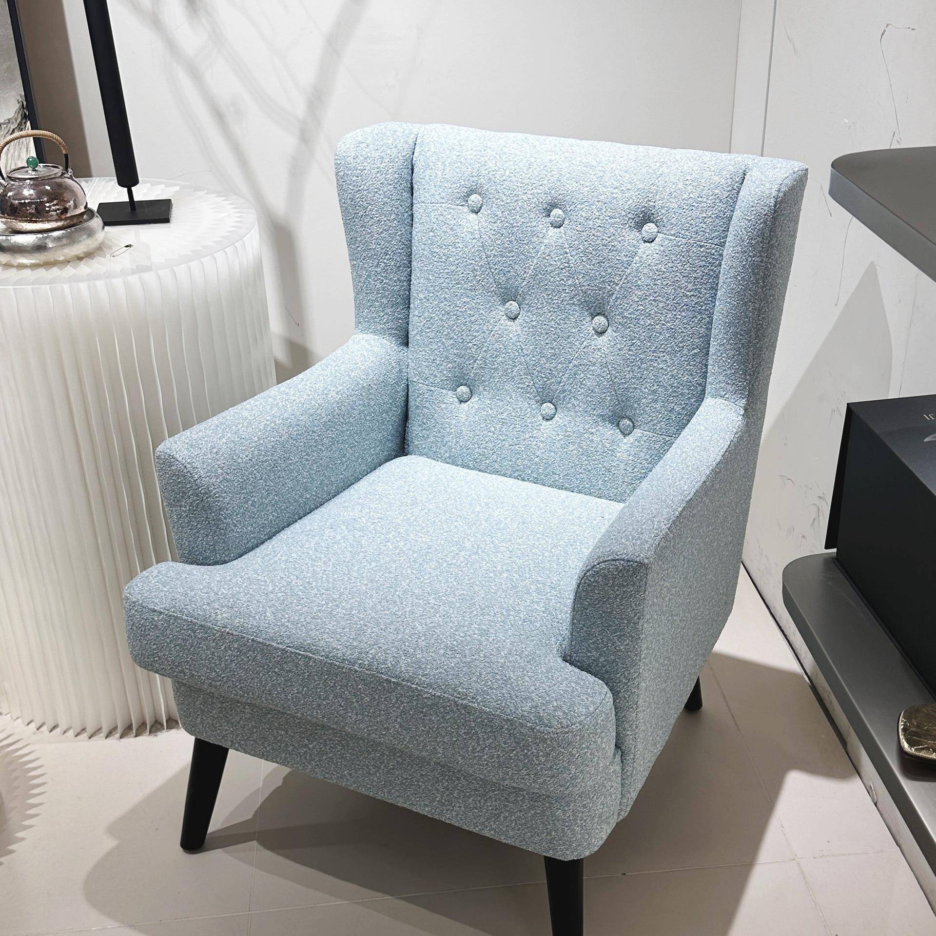 北沙欧单Sf～898人发老虎椅简约现阳间台房卧室客厅美式休闲代布