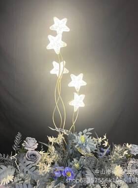 色新款铁艺婚庆5头星星路铁引灯台艺类舞金WLE装饰摆件婚宴酒店道