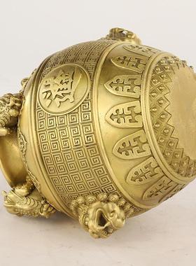 黄铜金钱罐钱存罐金蟾蟾缸聚四199盆宝四方开业礼品