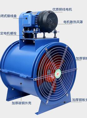 t40轴流风机低噪音外961置电机皮带烟式工业除尘排喷房漆管k道通