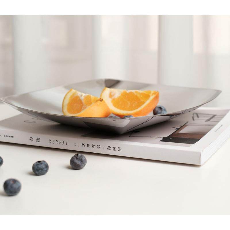 欧式304不锈水果盘简轻约18/奢10样板间茶几摆LCS件托盘钢零食盘