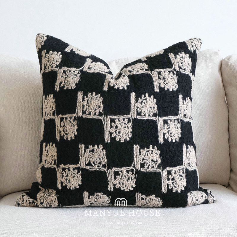 M.life 法式中古风绣花抱枕靠垫客G厅沙发长条枕腰枕靠垫套不含芯