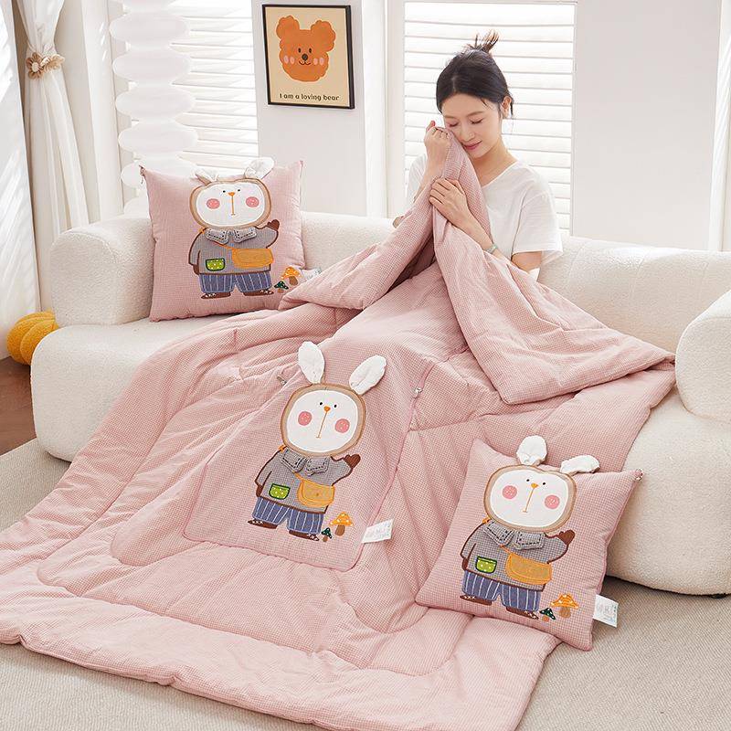 全抱枕被两棉用舍午睡毯可机洗二合一抱枕JD-guben被子车载发靠垫