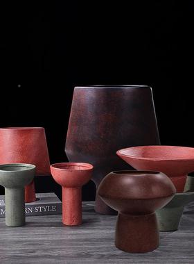 创意现居北欧侘寂陶瓷花器花瓶极简代家居样板房艺GOV术饰品家摆