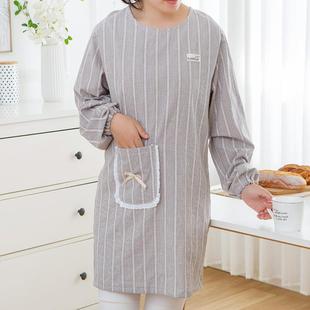 工裙女家围用厨房防污防油时尚 TUF子反穿衣 作服小清新罩衣人带袖