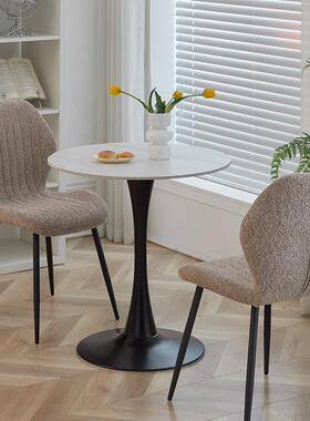 轻阳奢岩板桌餐子简约郁金桌香白色休NNN闲洽谈桌奶茶咖啡店台小