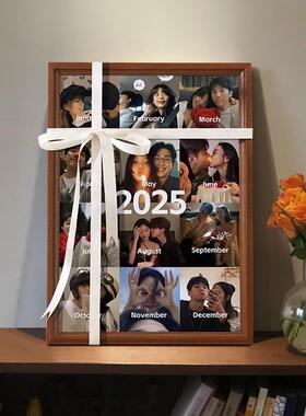 1?2宫格相框摆情侣洗照片定制di结婚一y周年纪Fh($ph(&台念日打印