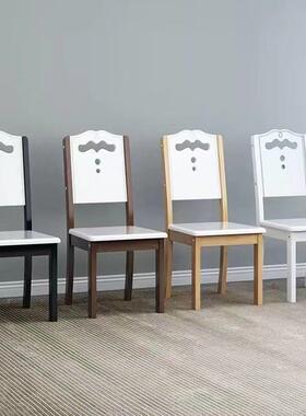 实MMQ木餐厅餐桌椅子家用简约现靠代中式黑白色餐原椅木椅饭店背