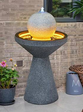 现代简约庭院喷水系景观流水摆循环水落地装泉饰花件园别墅装VLE