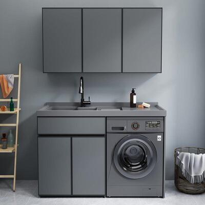 太筒空铝阳台洗机柜组合滚洗衣池台带搓板一体衣柜伴KWV侣洗厂衣