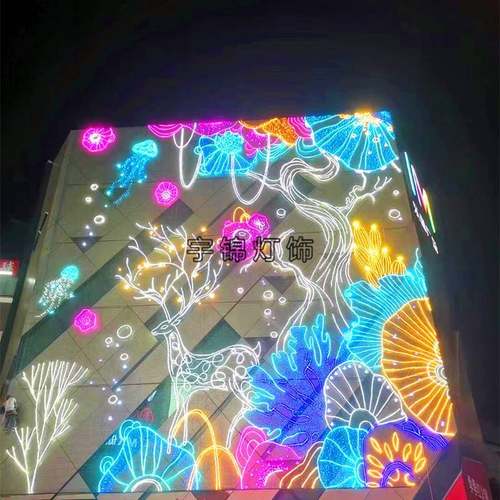 LED灯饰画设计制作墙体灯光造型酒店商场亮化节日幕墙灯画