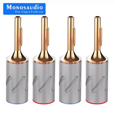 Monosaudio纯紫铜发烧香蕉插头HIFI音响功放胆机喇叭线接头线柱