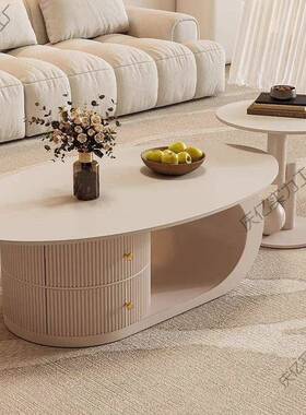 意式轻奢小型户岩板茶几客用厅家2025创新款意JWC椭圆形桌子华清