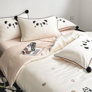 熊季猫宝贝巾绣奥地兔利兰QK精天丝獭毛球夏丝滑毛裸睡四件套