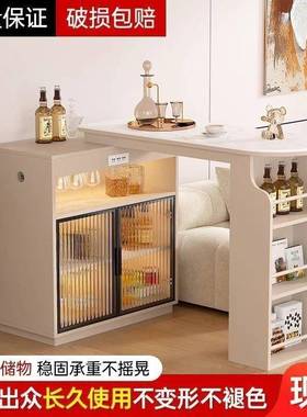 吧台隔断柜客餐厅抽拉CVF式沙发旁吧古台复黑色收纳柜边带餐柜桌