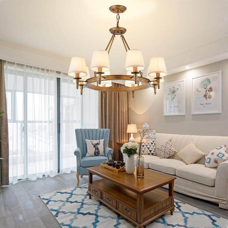 式吊灯现代简约客厅卧室646餐厅古吊灯乡村复艺吊灯复古中美山布