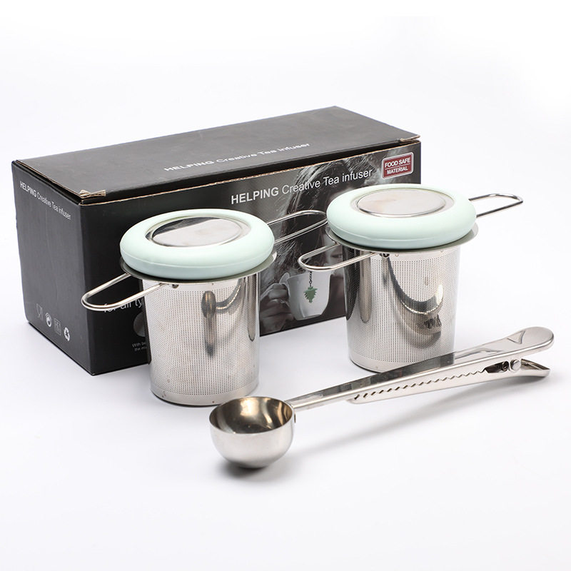 新304不锈钢折叠茶漏茶勺套装泡茶器双耳滤茶器隔茶具配件现货