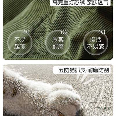 沙发客厅小户型民宿直租房双三灯F9886JJ7芯出绒布人艺大象耳朵简