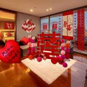 酒店婚房布置方全婚礼出嫁房F98J5JM5间套装 套卧室女墙结婚装 饰