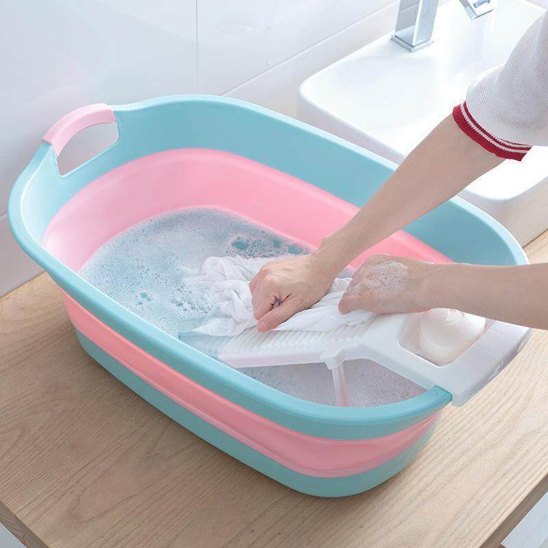 婴儿叠特带衣服可塑料宝宝盆家用折ltao1009澡搓衣板盆子大号洗洗
