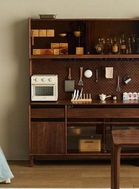 北黑胡物桃木实木餐边柜靠墙边储柜客62095美厅置物柜酒柜家用收