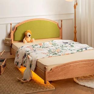 桃木悬YNI浮实木儿童床女孩公主樱床复古式 黑胡桃木人男孩日单儿