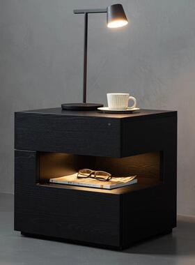 计师极简床设29530头柜意创意床边柜现床代黑色头柜黑式色
