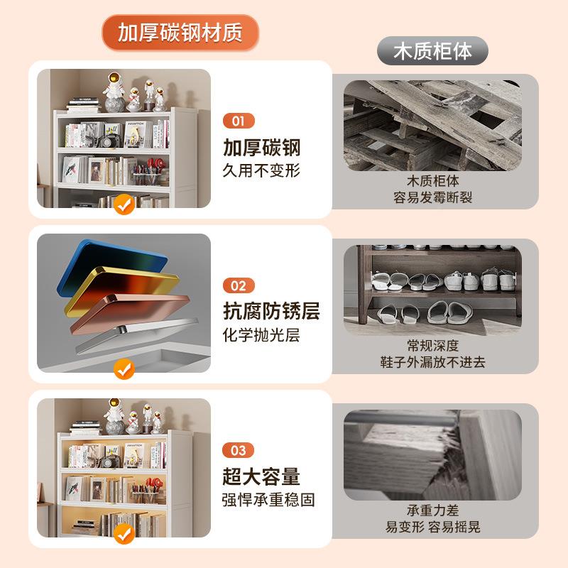 玻璃防翻书柜无品牌/客尘厅展示柜钢制落地大容量储物门柜书柜架