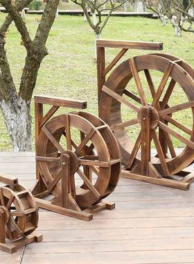 流水转车风水轮循水环鱼ltao1009缸造景旋可水车户外摆件转轮景观