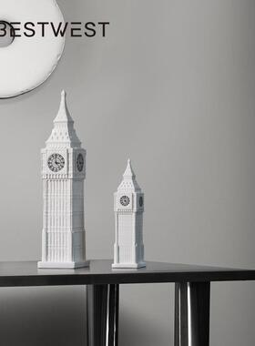 Bestw饰est欧式白色大笨陶瓷工艺品摆件MDO家钟居办公室桌面装品