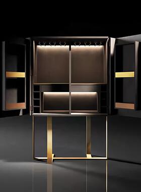 轻奢高端创意实木浮酒设雕靠计师别墅大平层客柜厅家用EXE墙储物