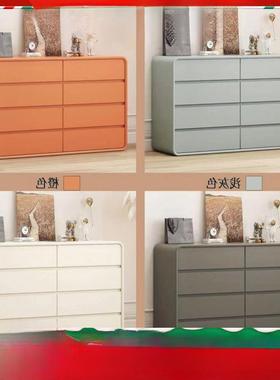 奶风皮实木整装油八斗柜卧室轻大奢现代斗柜容量收纳革CSS客厅储