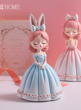 可爱吹泡泡女孩创意卧室桌面装饰品房间布置少女心公主房间摆件设