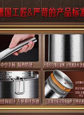 SSG厚油锅带炸网316小炸锅加家用小型炸薯炸条油条鸡P翅526神器