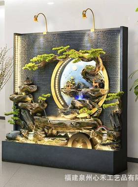 假石NXD鱼缸招财流水摆件阳隔台庭院落山办地公室循环水断水幕墙